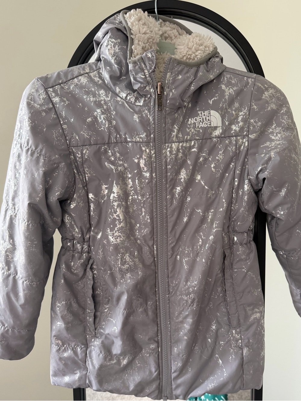 The North Face Girls' Gray Hooded Insulated Jacket Size Med